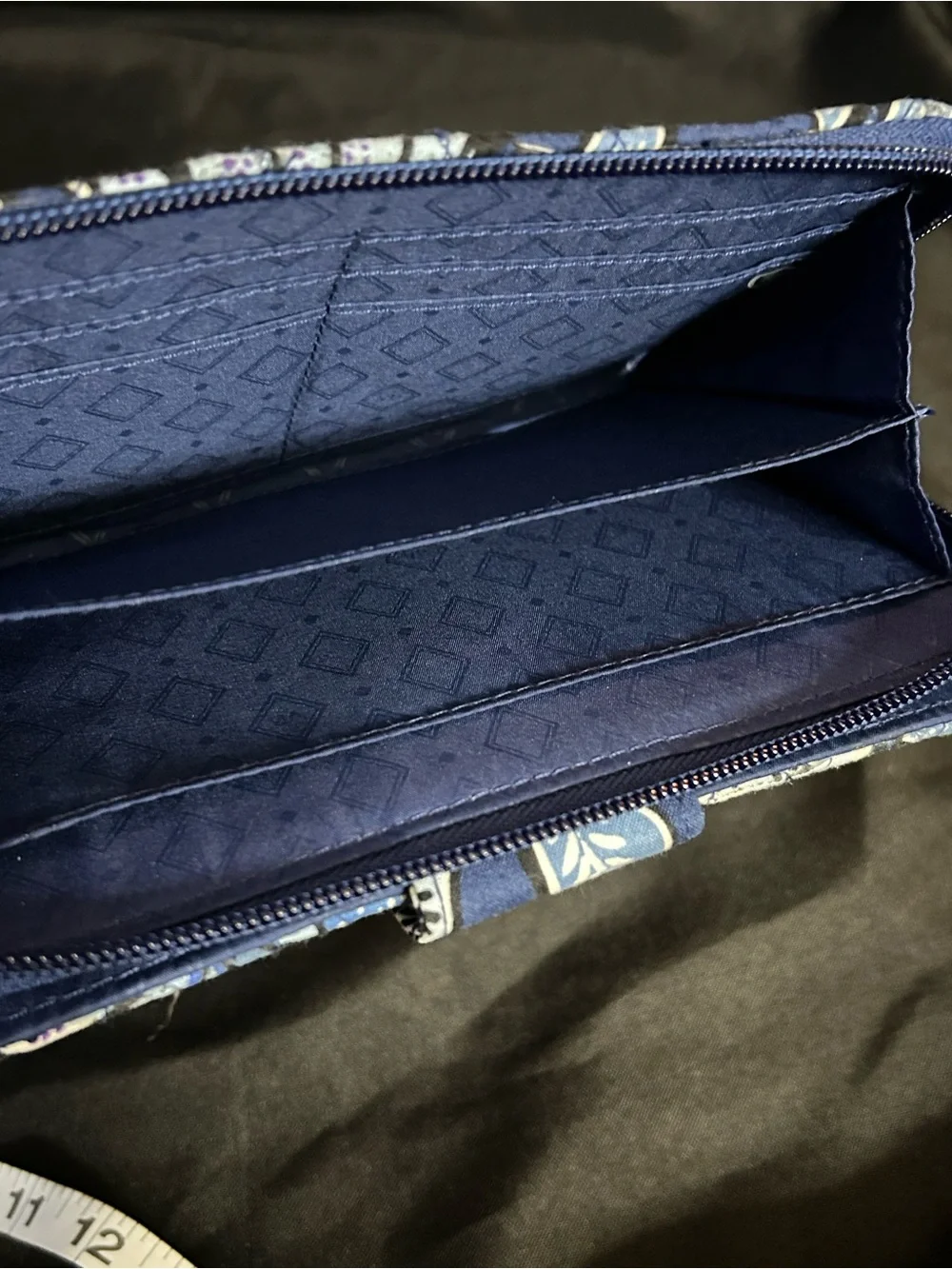 Vera Bradley Navy & Light Blue Quilted Floral Zip Wallet
